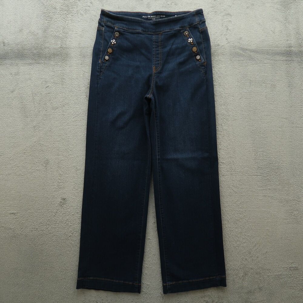 Chico's Pull On Jeans Women's 10R US-1.5R High-Rise Wide-Leg Denim 30" Inseam
